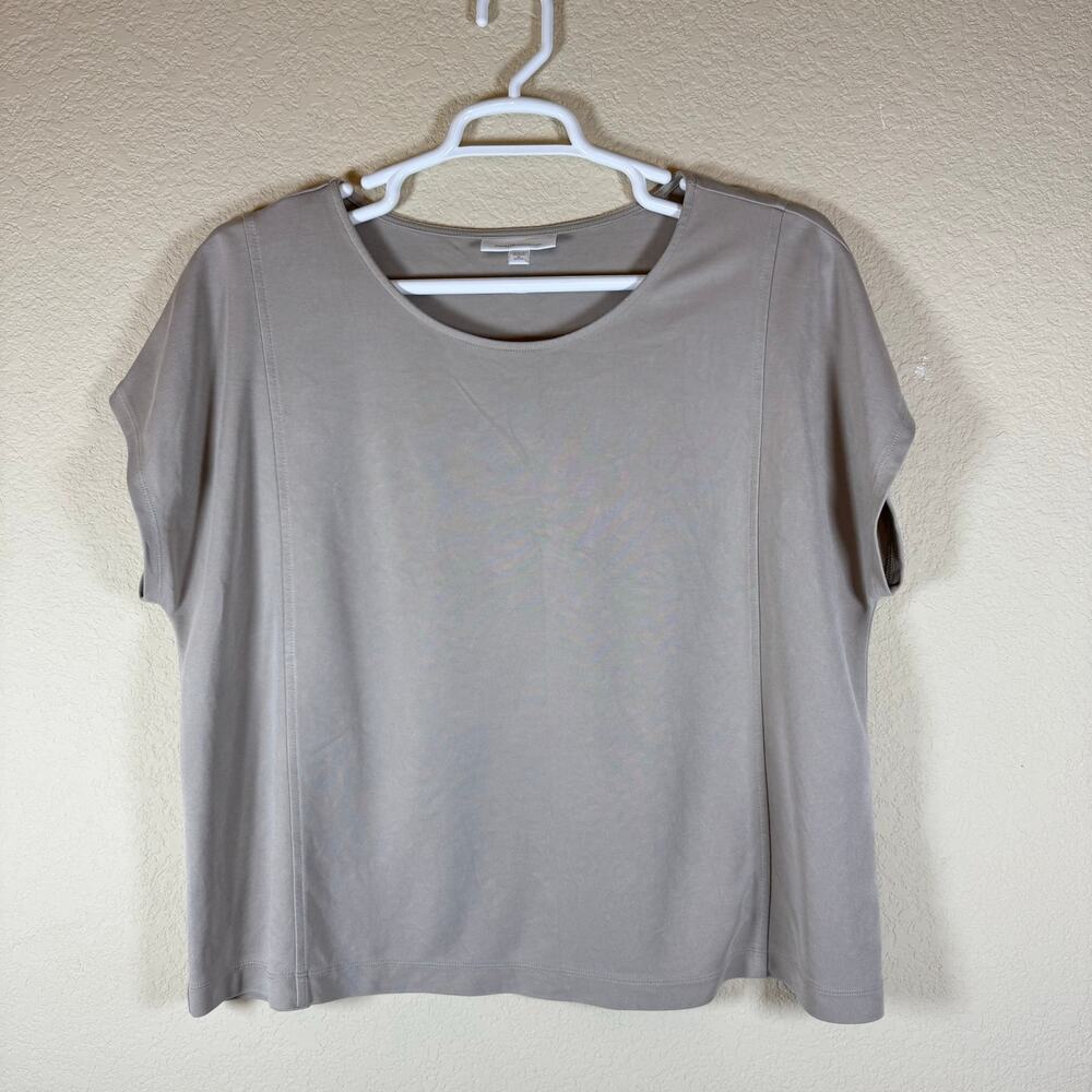 J. Jill Pure Jill T-Shirt Womens XL PETITE Top Cap Sleeves Beige Mushroom
